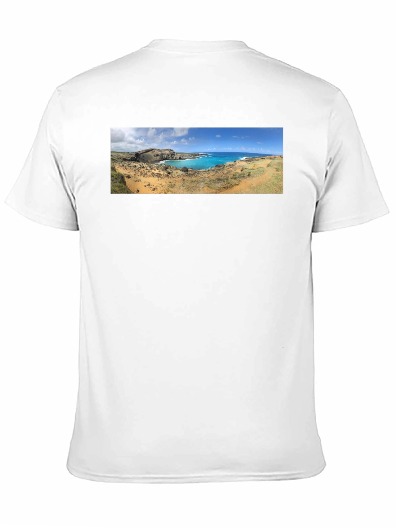 Scenic Coastline Panorama Black T-Shirt