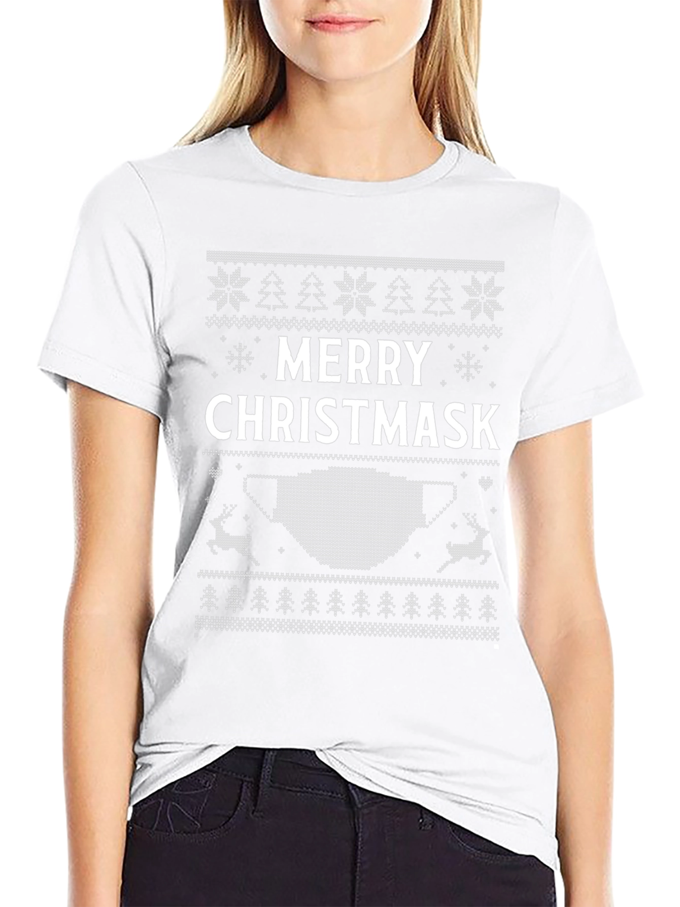 Merry Christmask Ugly Christmas Sweater Style T-Shirt