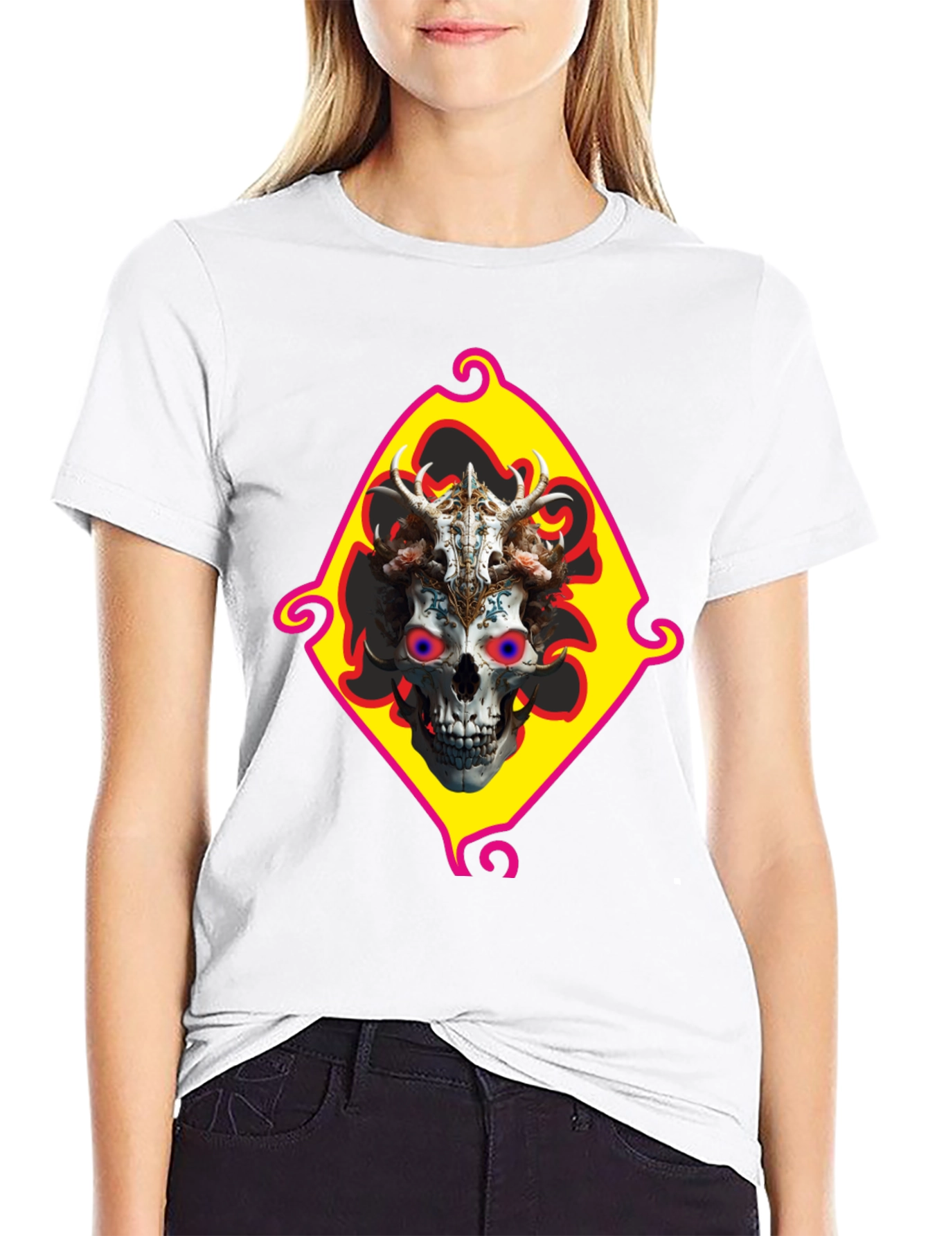 Skull Art Graphic T-Shirt - Edgy Fashion