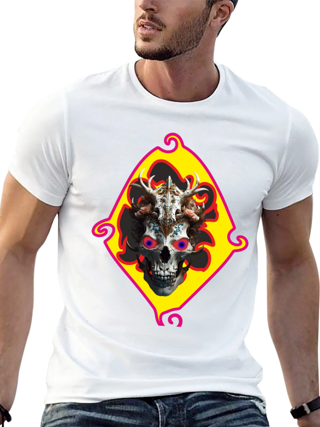 Skull Art Graphic T-Shirt - Edgy Fashion