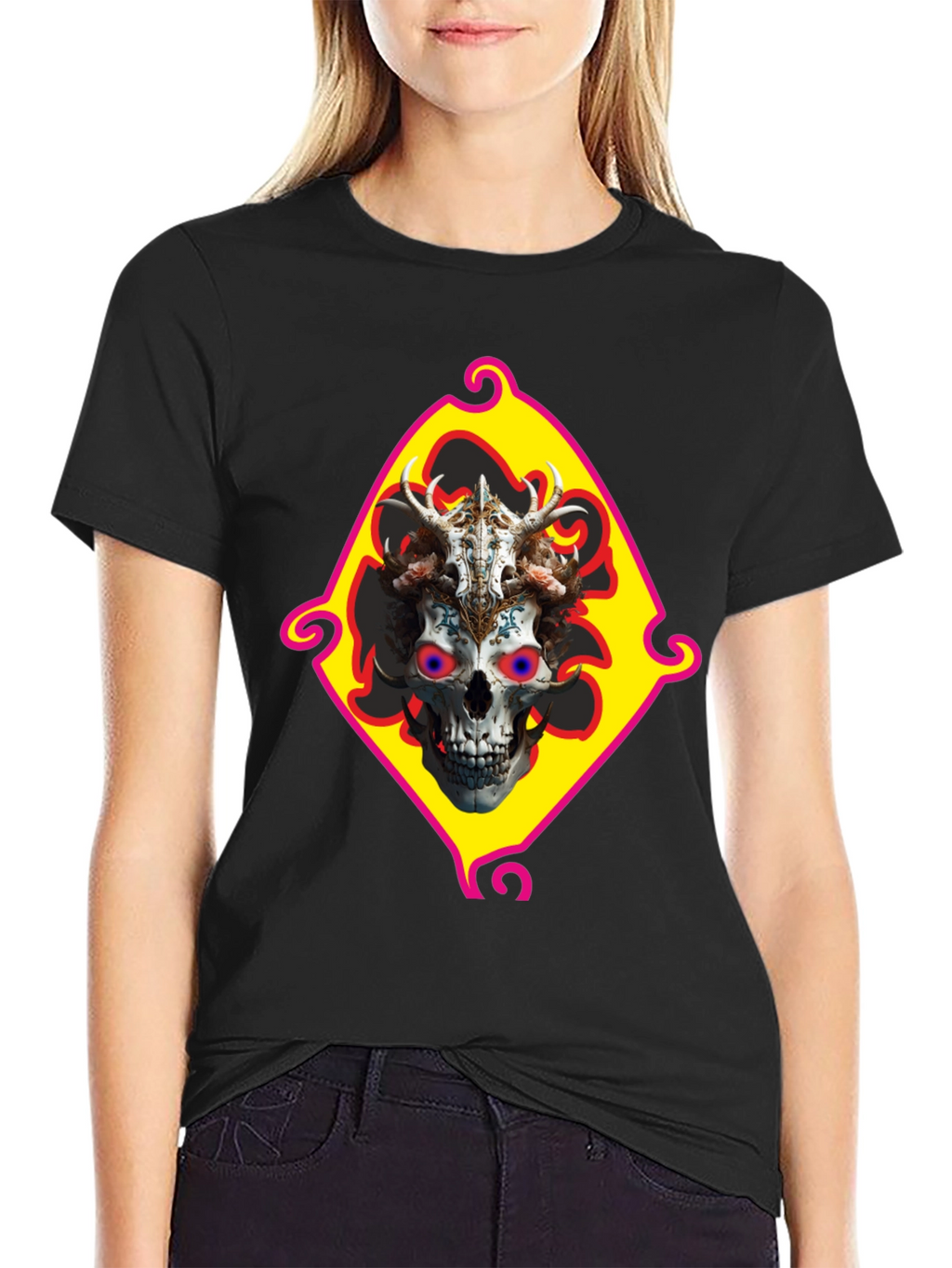 Skull Art Graphic T-Shirt - Edgy Fashion