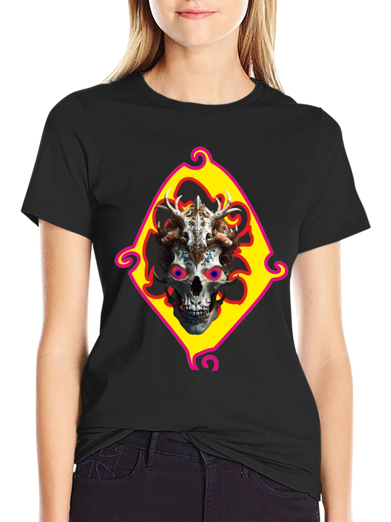 Skull Art Graphic T-Shirt - Edgy Fashion