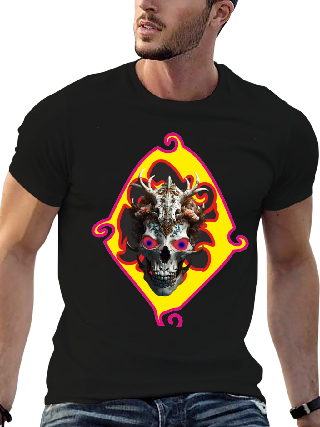 Skull Art Graphic T-Shirt - Edgy Fashion
