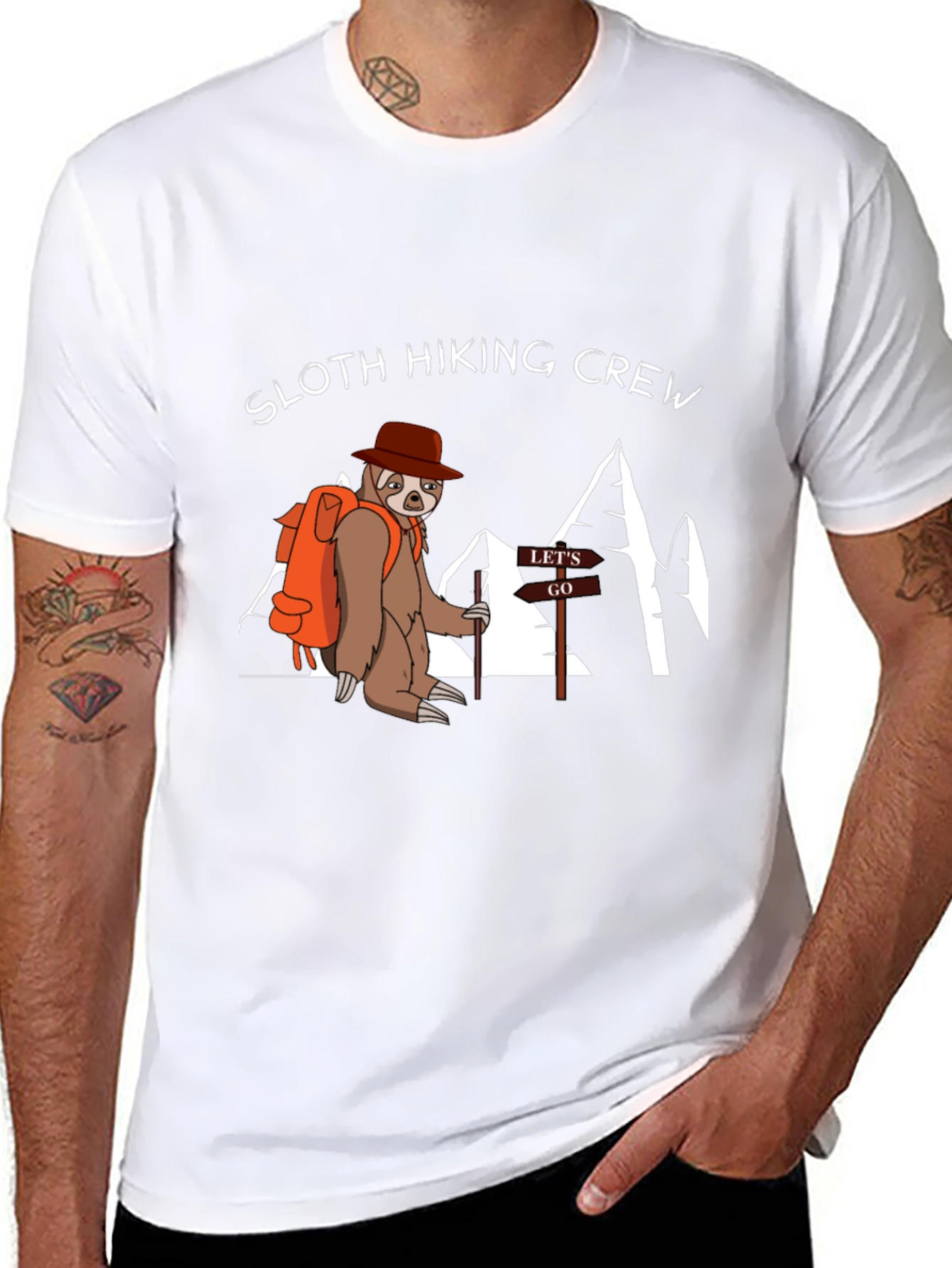 Sloth Hiking Crew Black T-Shirt