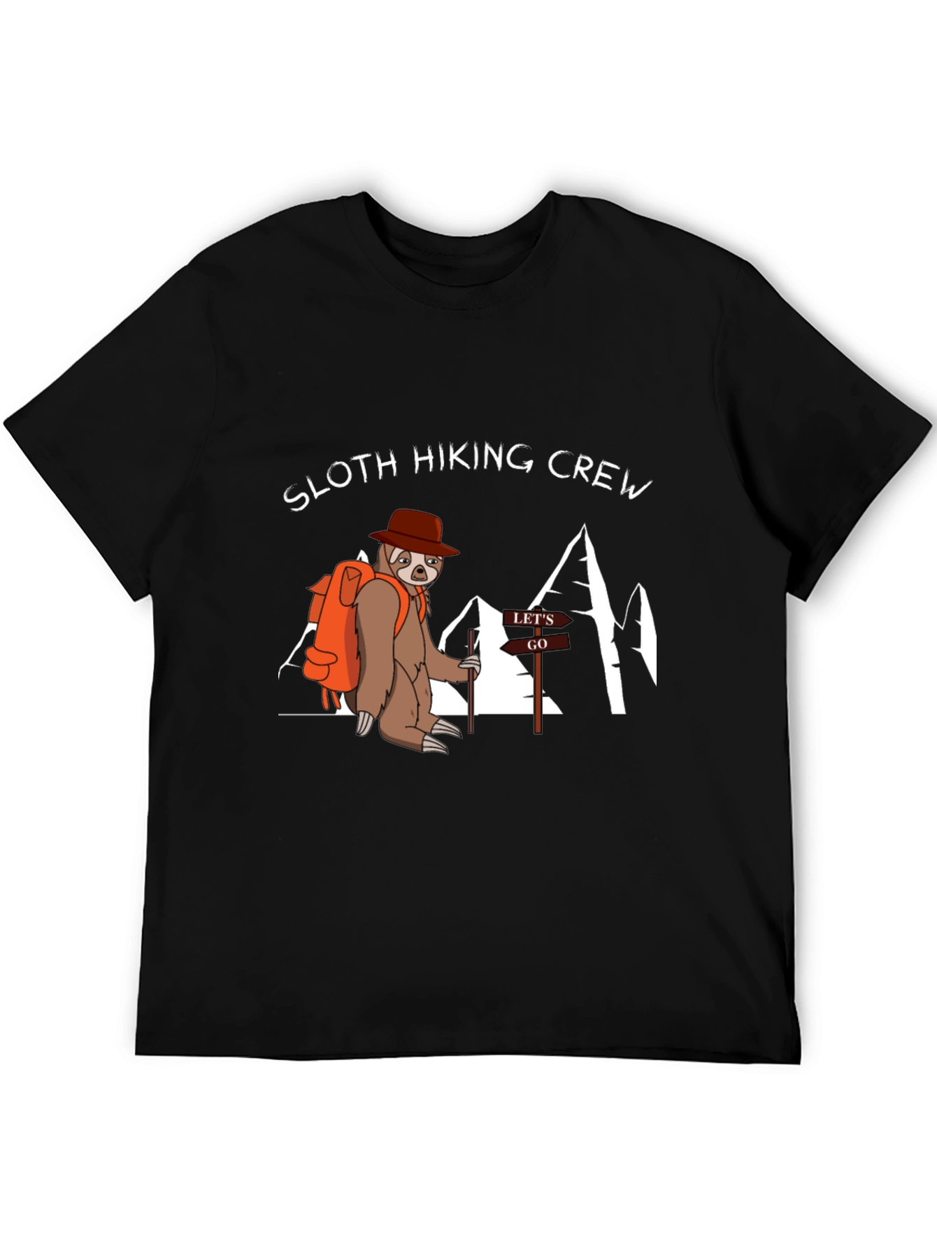 Sloth Hiking Crew Black T-Shirt