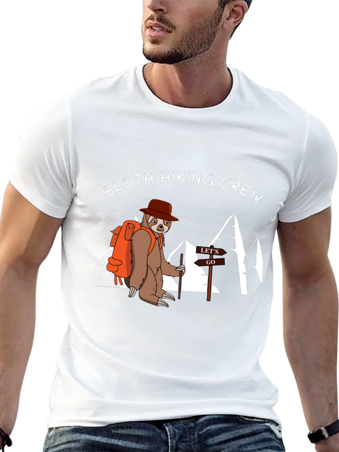 Sloth Hiking Crew Black T-Shirt
