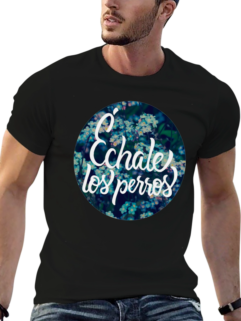 Echale Los Perros Floral Graphic Tee - Black