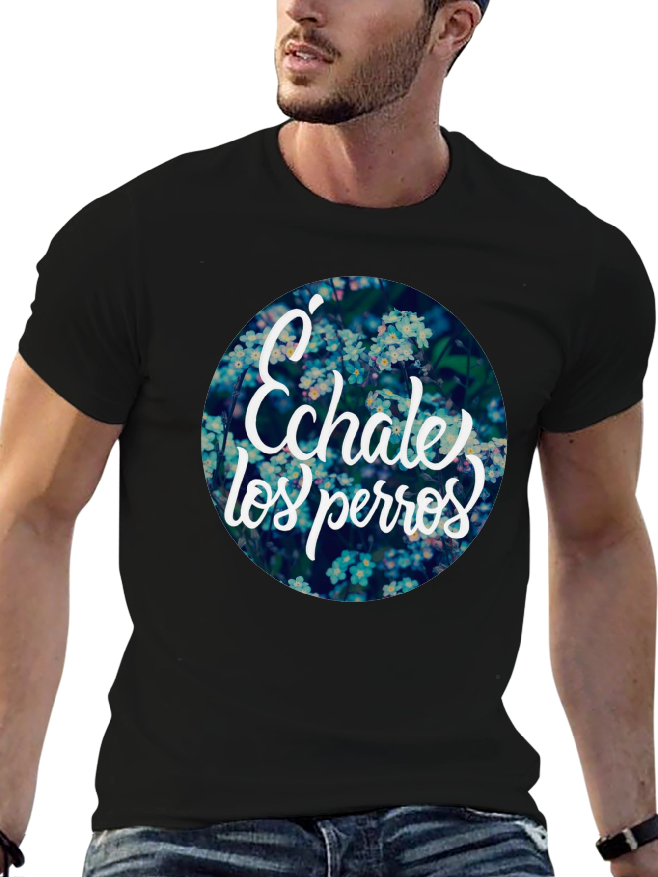 Echale Los Perros Floral Graphic Tee - Black