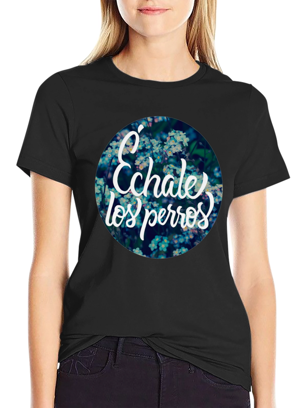 Echale Los Perros Floral Graphic Tee - Black