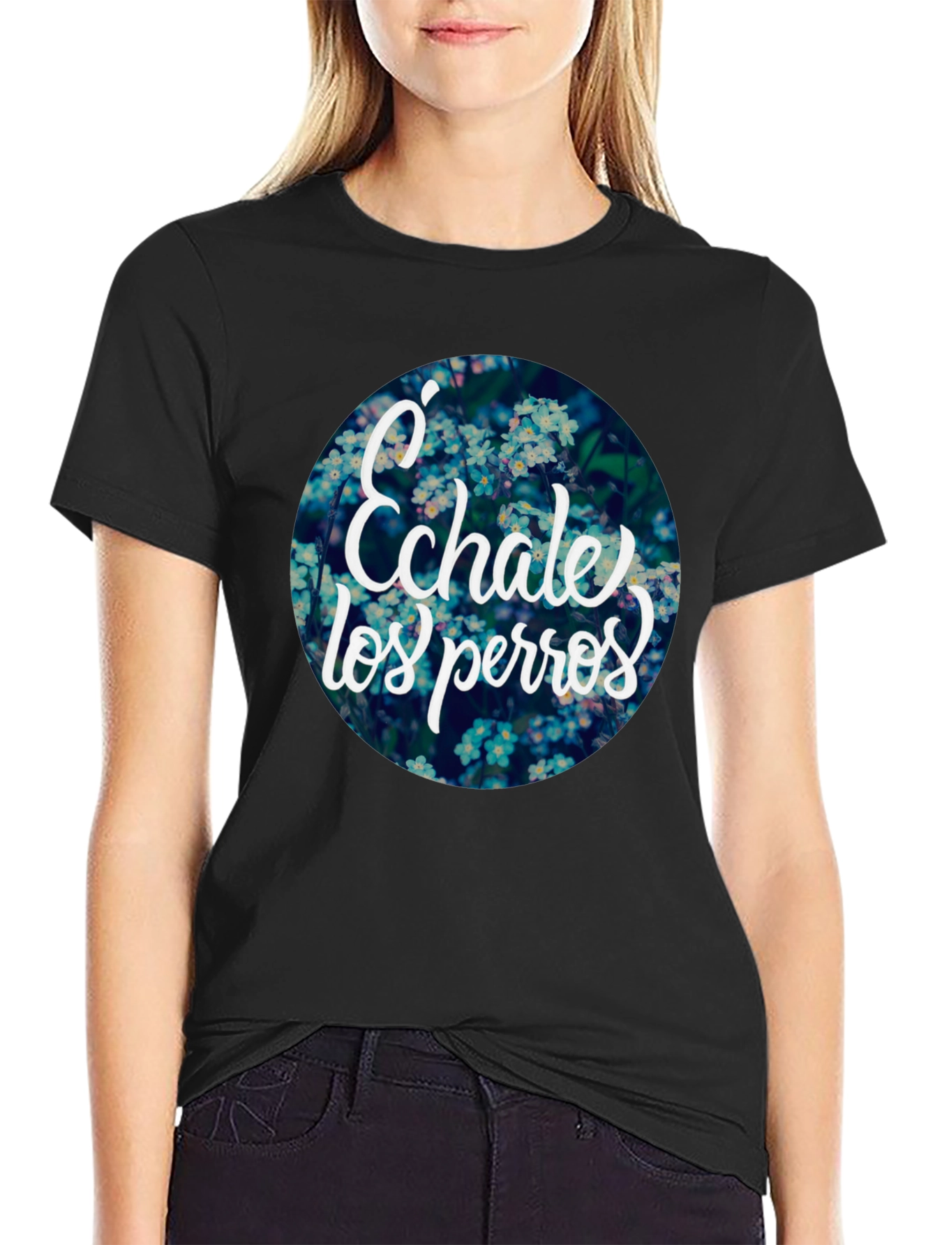 Echale Los Perros Floral Graphic Tee - Black