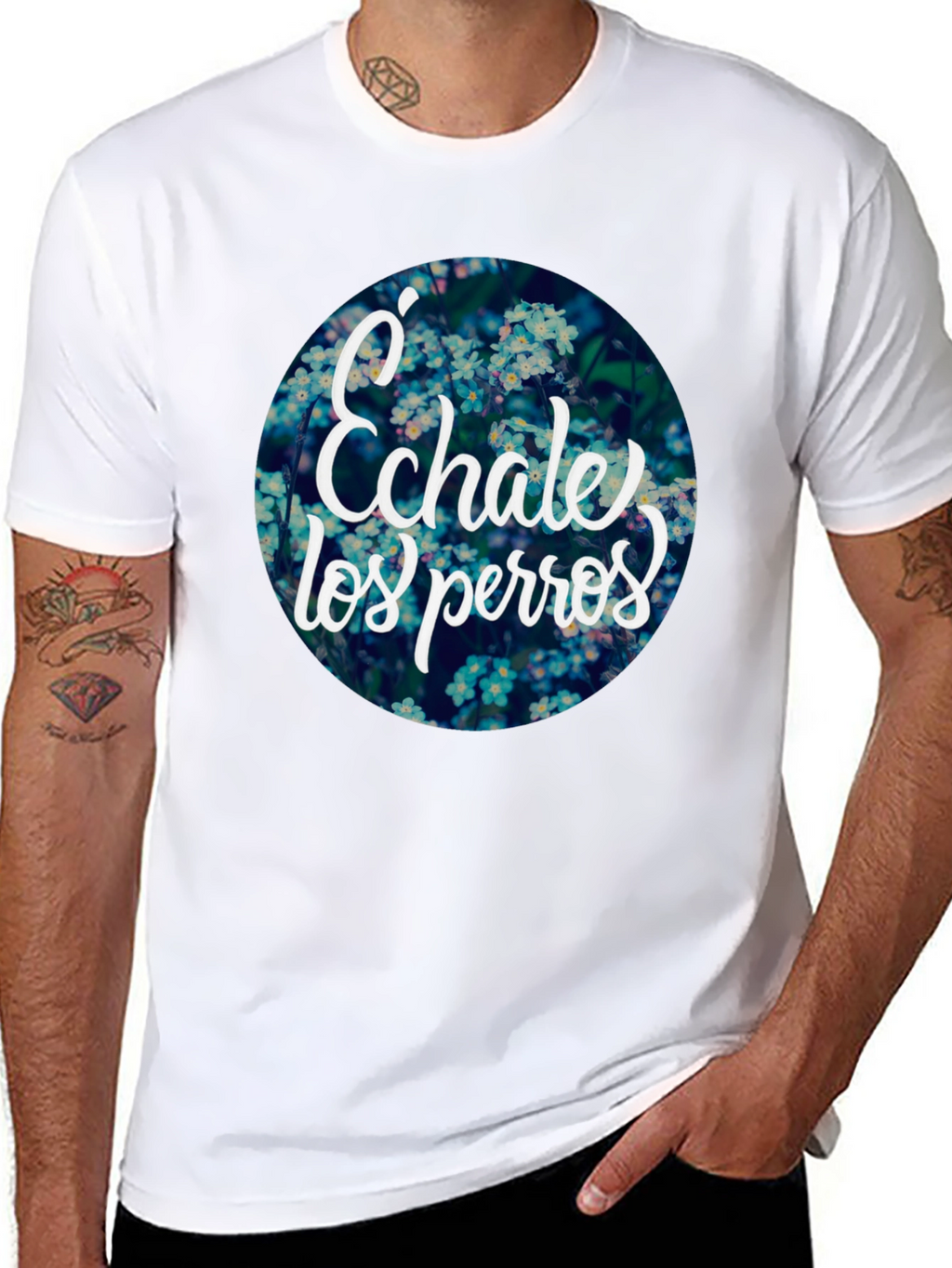 Echale Los Perros Floral Graphic Tee - Black