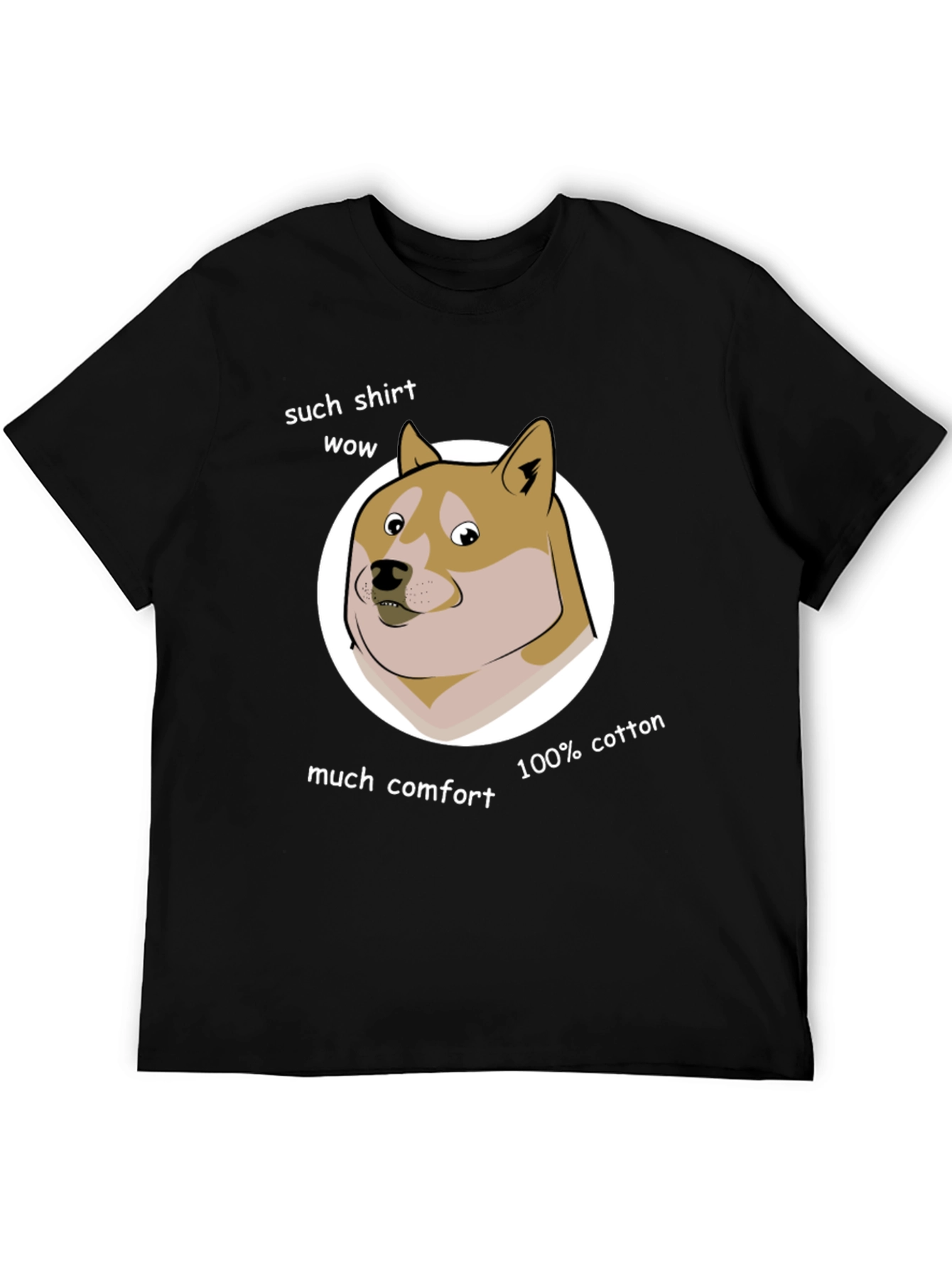 Doge Meme Black 100% Cotton T-Shirt - Such Comfort Wow!