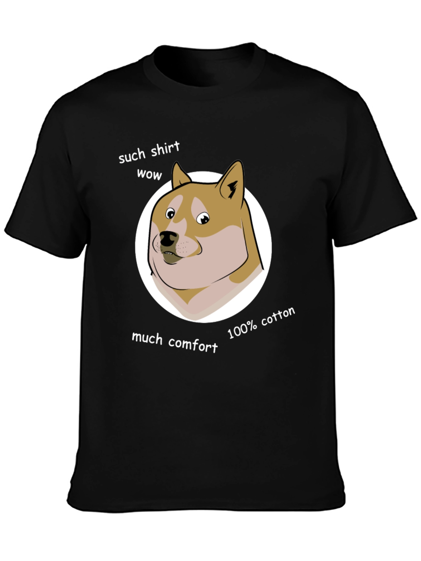 Doge Meme Black 100% Cotton T-Shirt - Such Comfort Wow!
