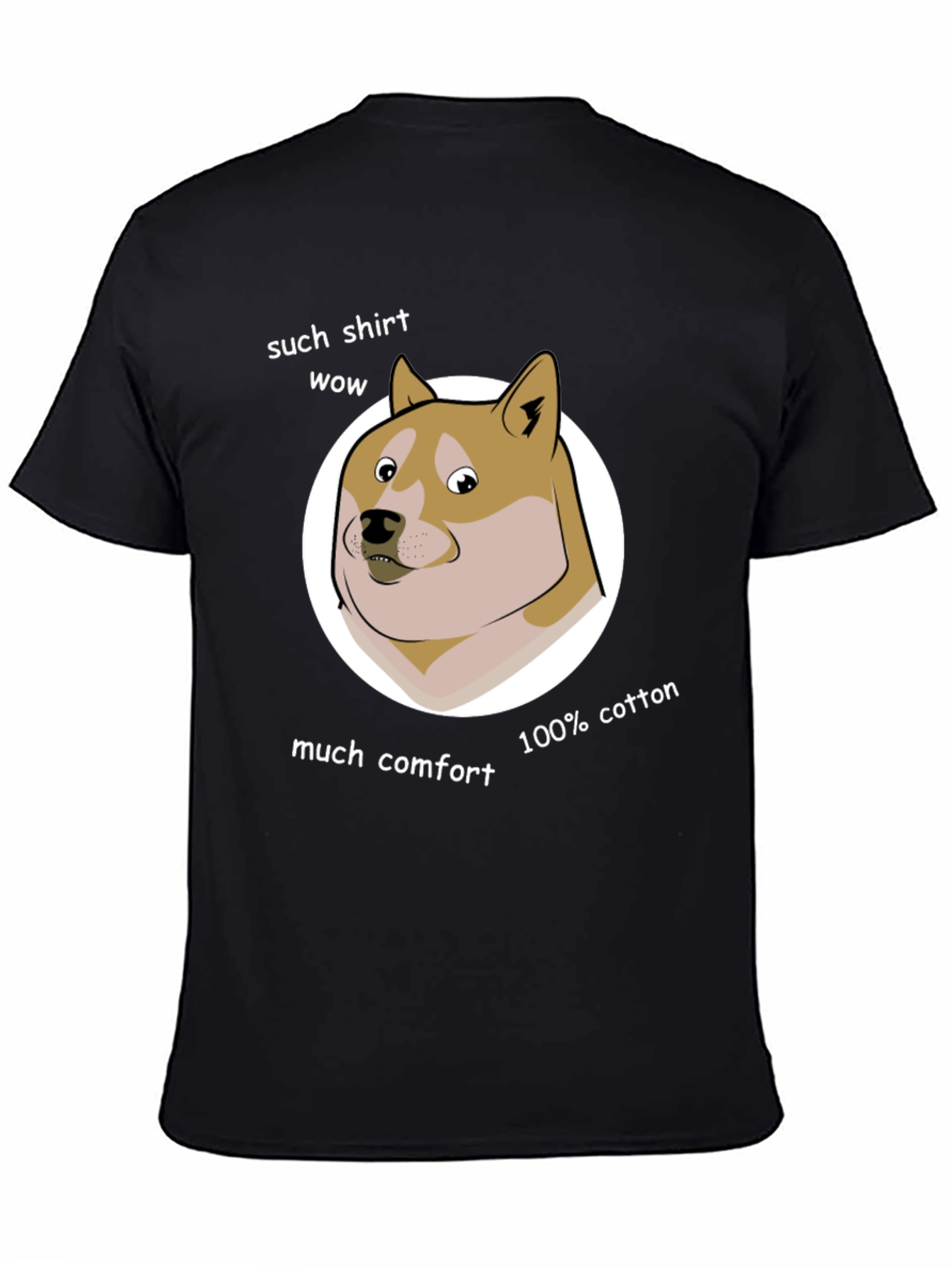 Doge Meme Black 100% Cotton T-Shirt - Such Comfort Wow!