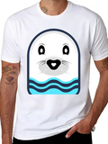 Cartoon Seal Graphic Tee - Black