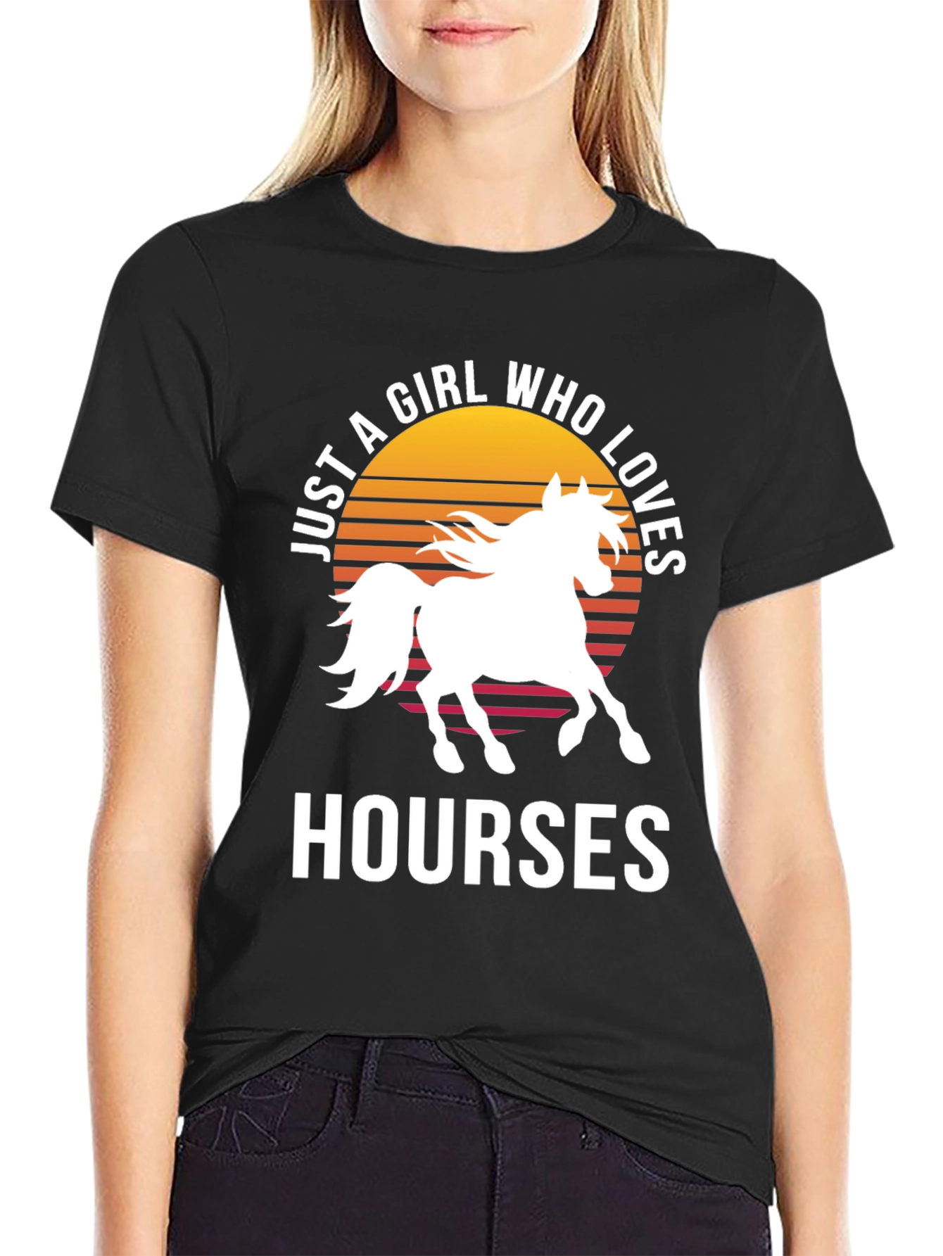 Just a Girl Who Loves Horses Black T-Shirt