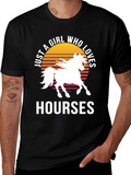 Just a Girl Who Loves Horses Black T-Shirt