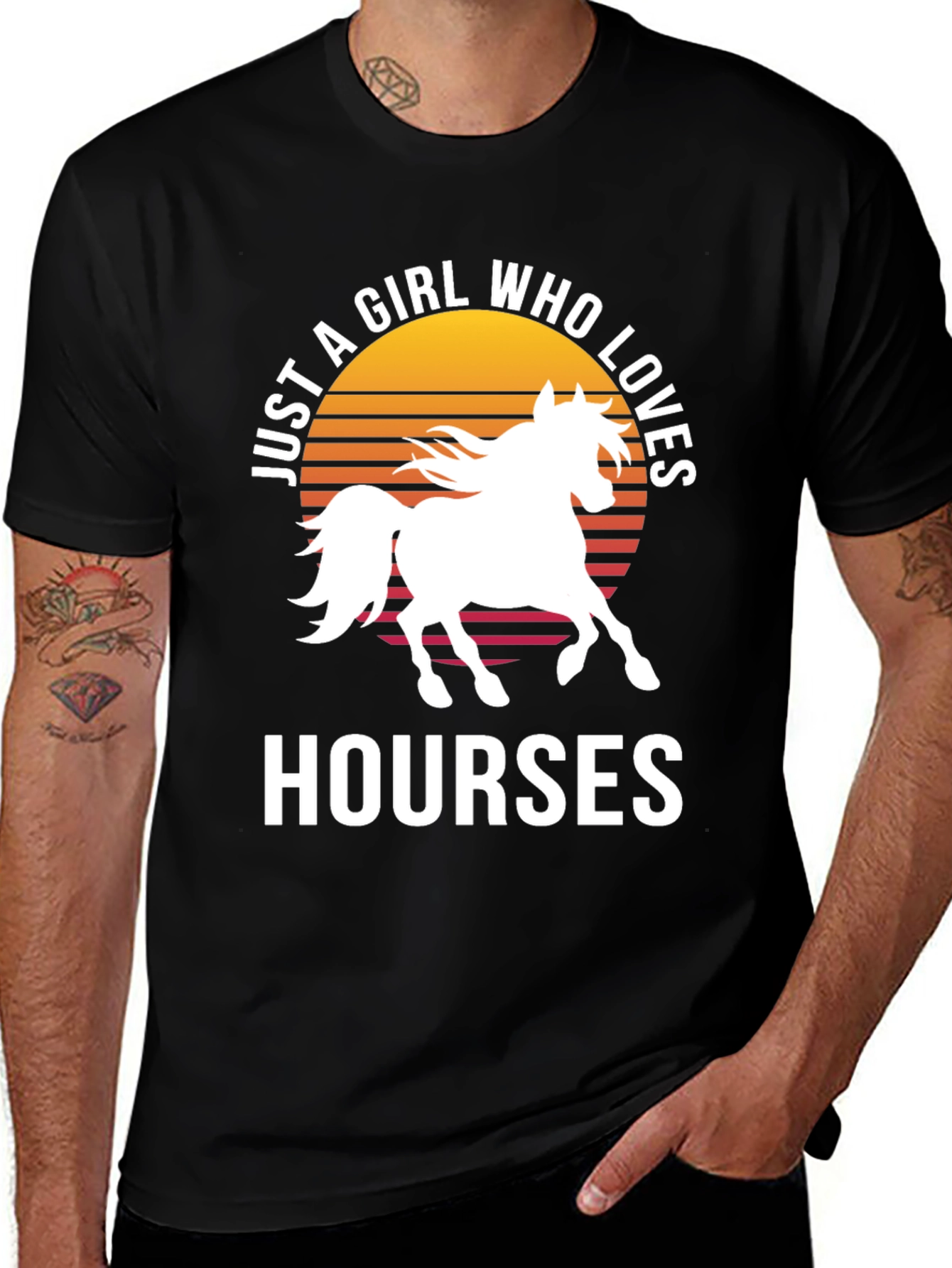 Just a Girl Who Loves Horses Black T-Shirt