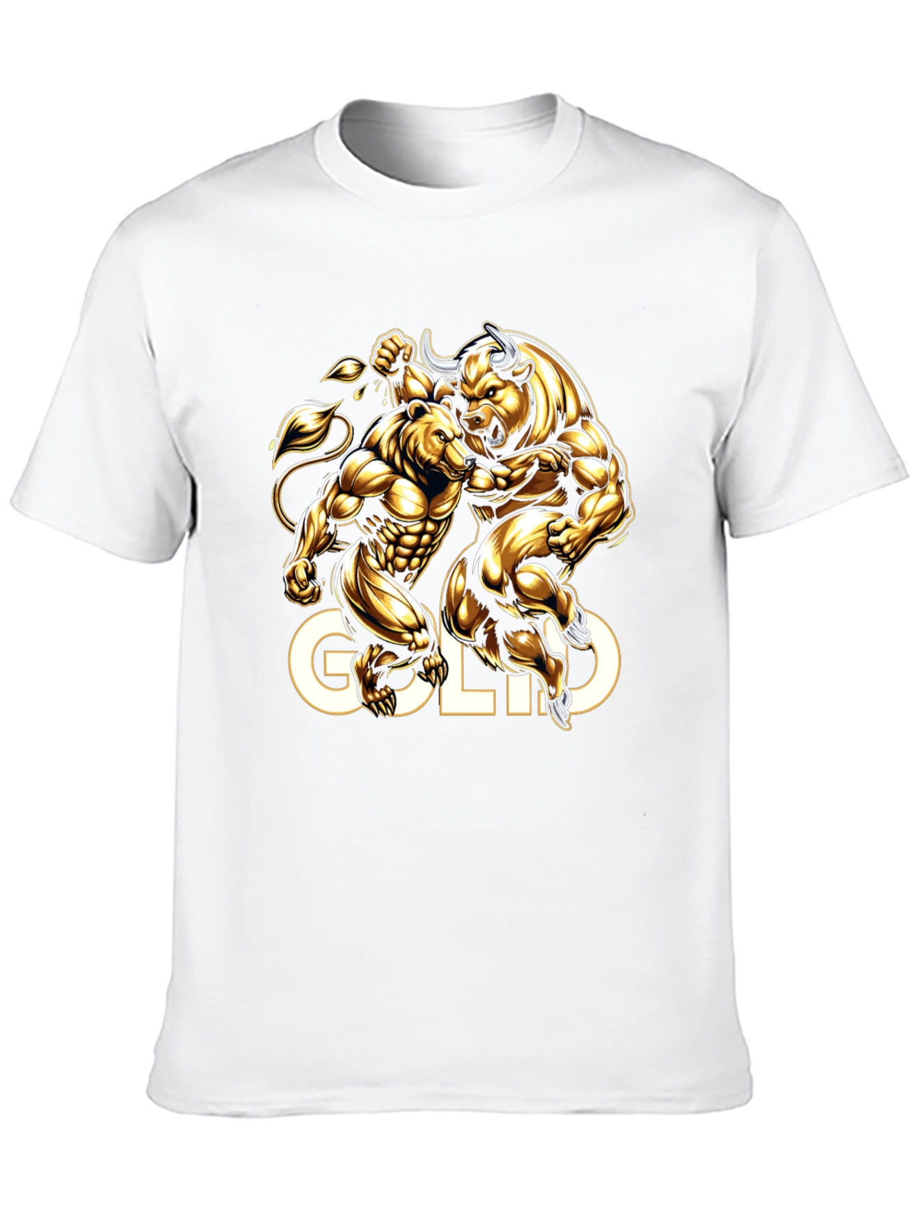 Gold Bull vs Bear Graphic Tee - Black