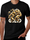 Gold Bull vs Bear Graphic Tee - Black