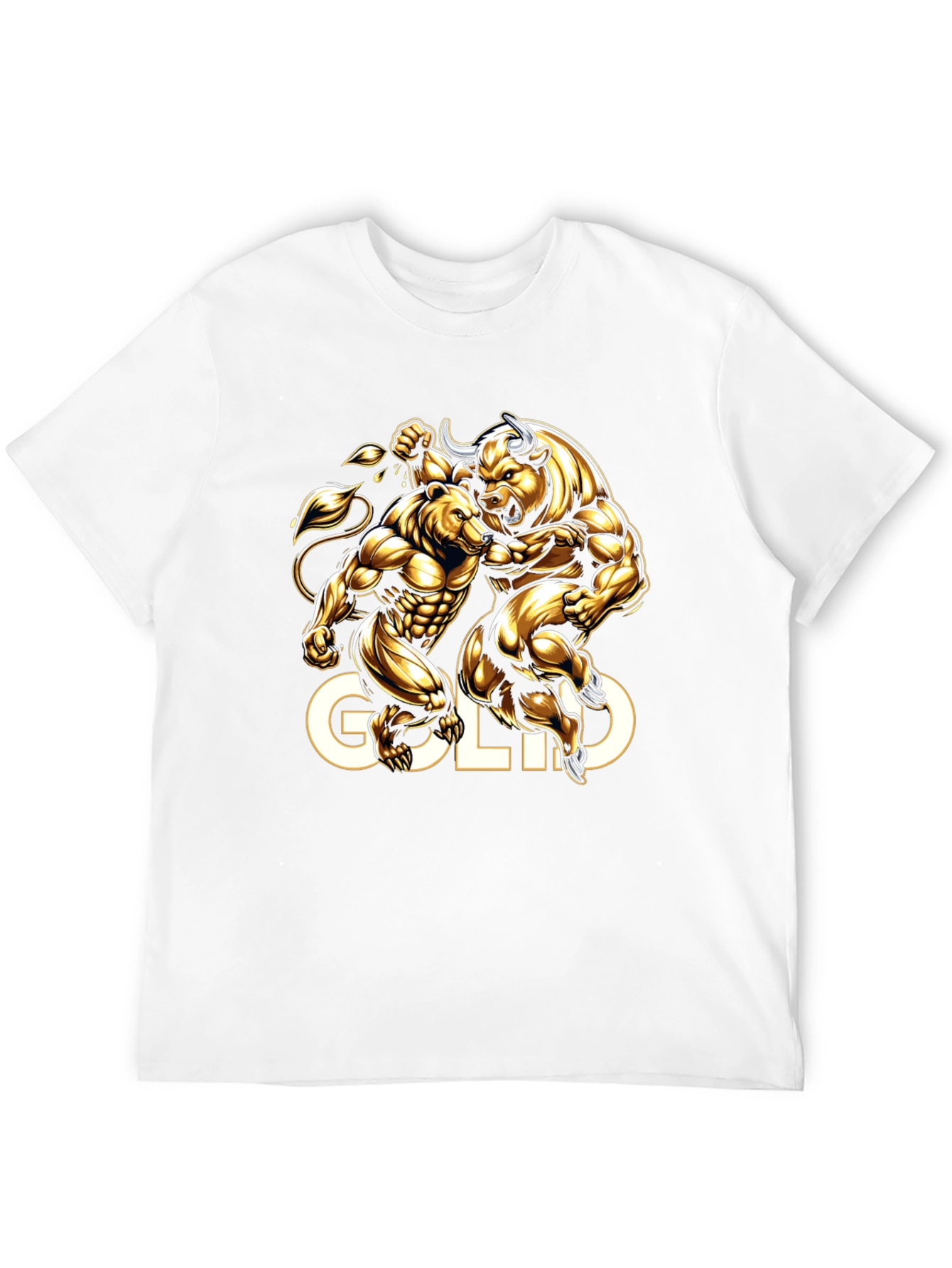 Gold Bull vs Bear Graphic Tee - Black