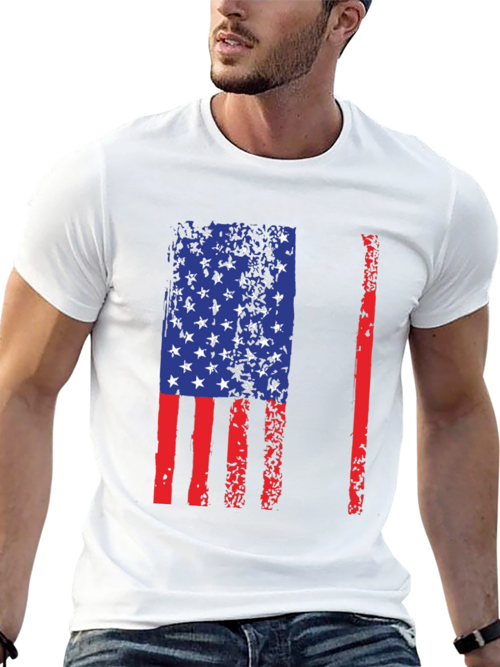 American Flag Distressed Graphic T-Shirt