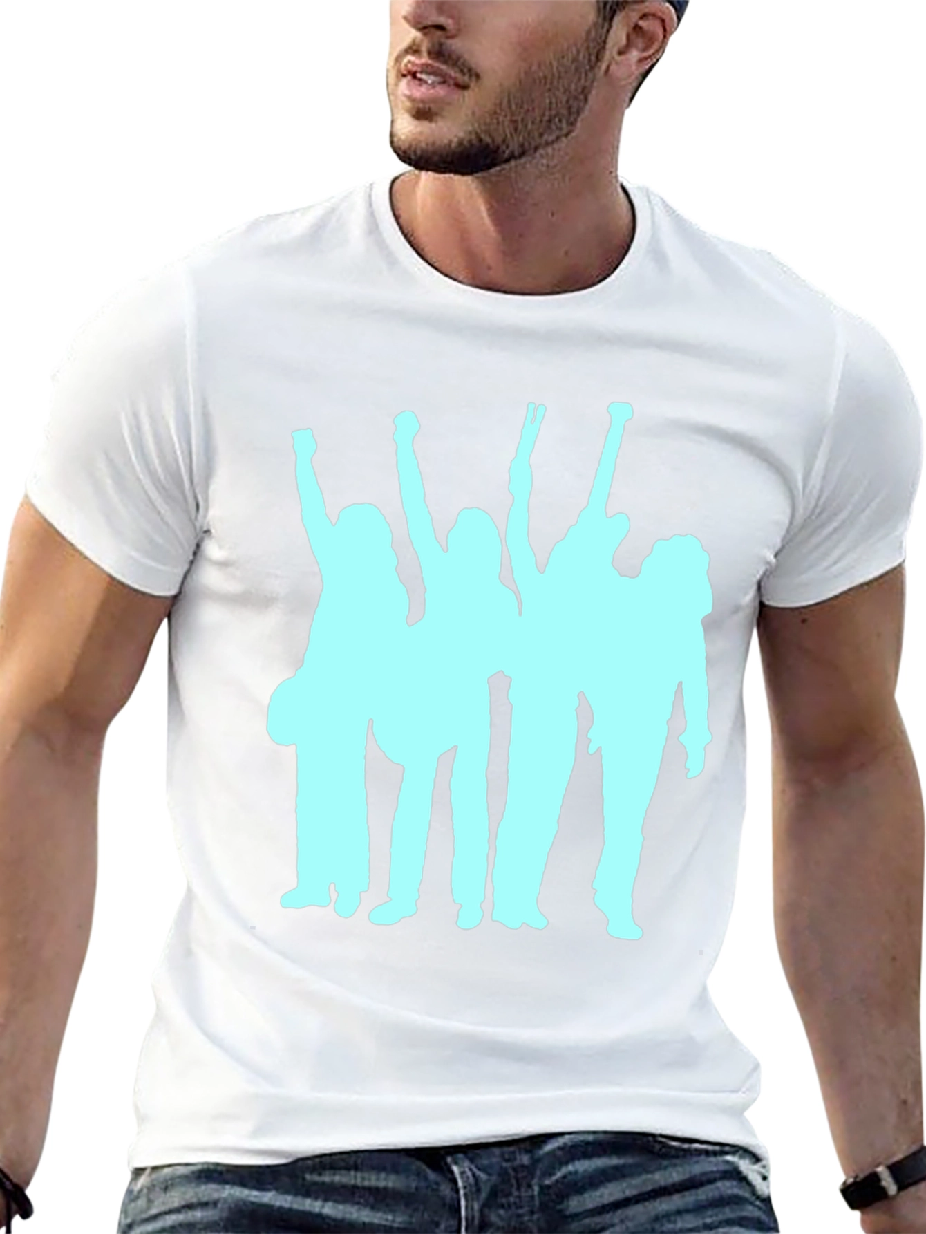 Black T-Shirt with Band Silhouette Graphic