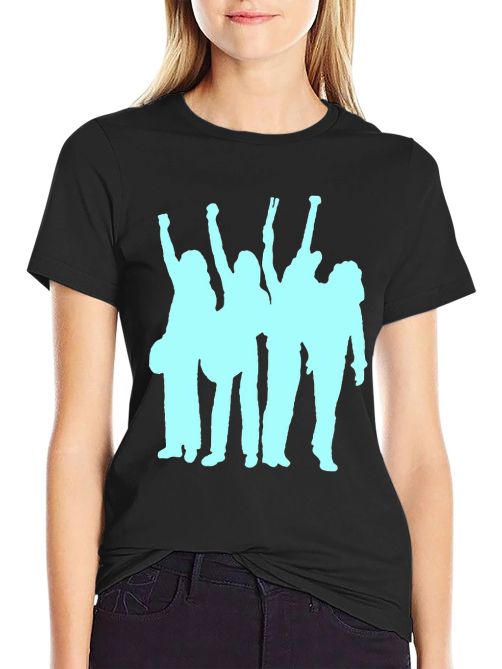 Black T-Shirt with Band Silhouette Graphic