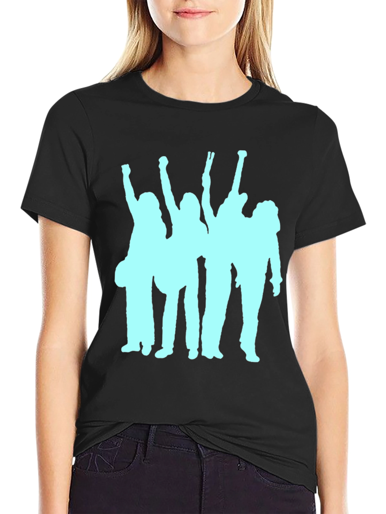Black T-Shirt with Band Silhouette Graphic