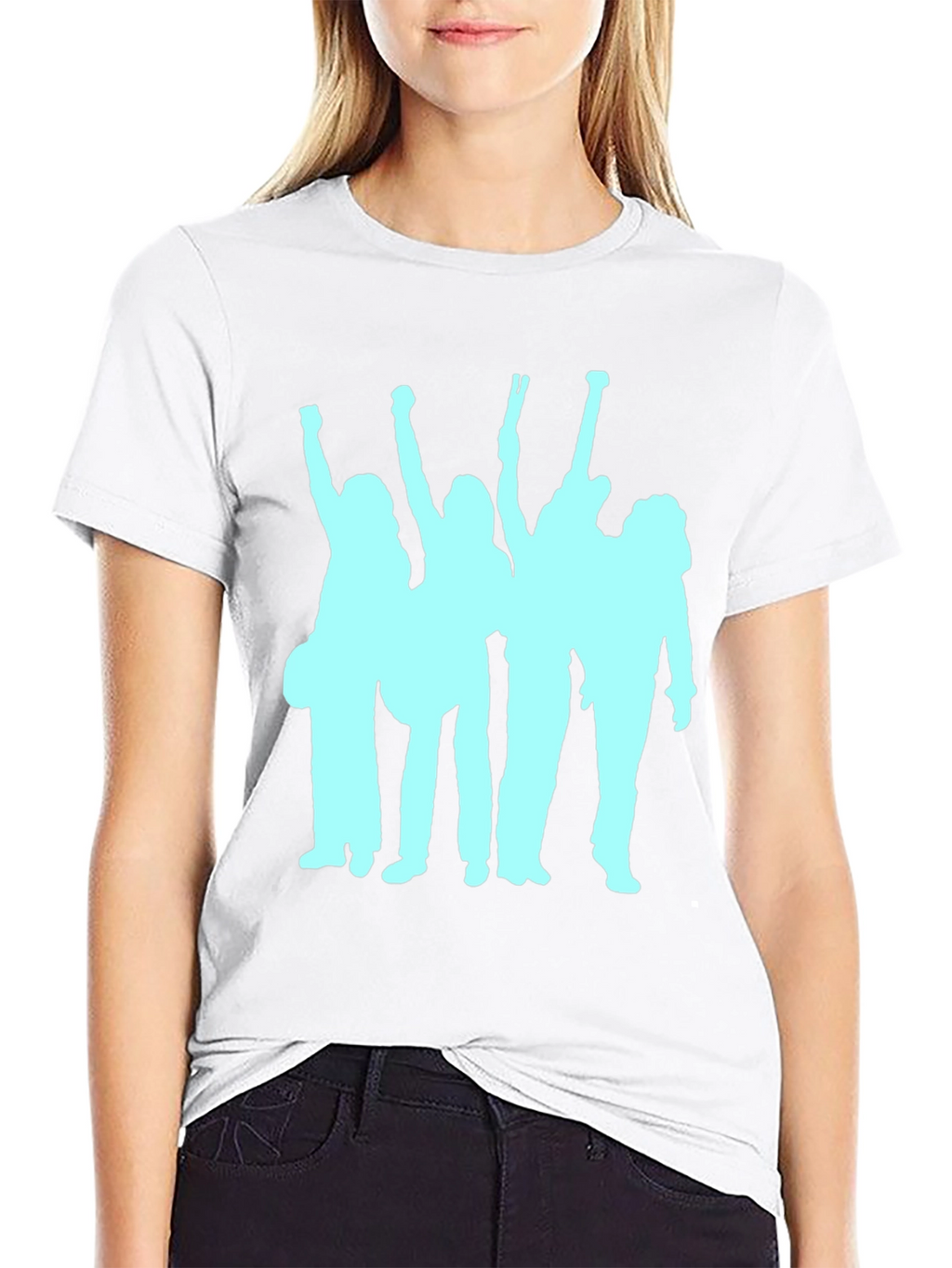 Black T-Shirt with Band Silhouette Graphic