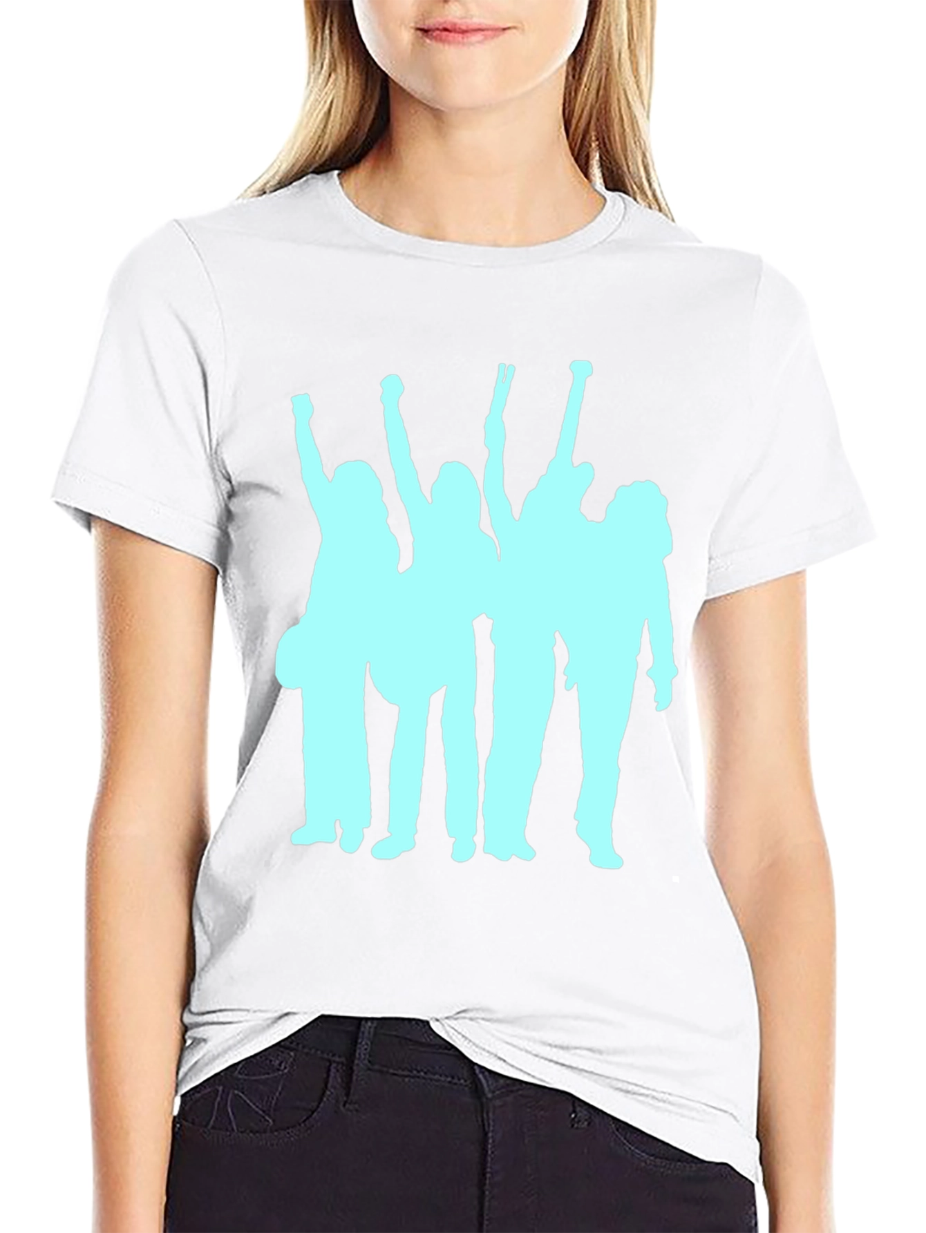 Black T-Shirt with Band Silhouette Graphic