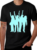 Black T-Shirt with Band Silhouette Graphic