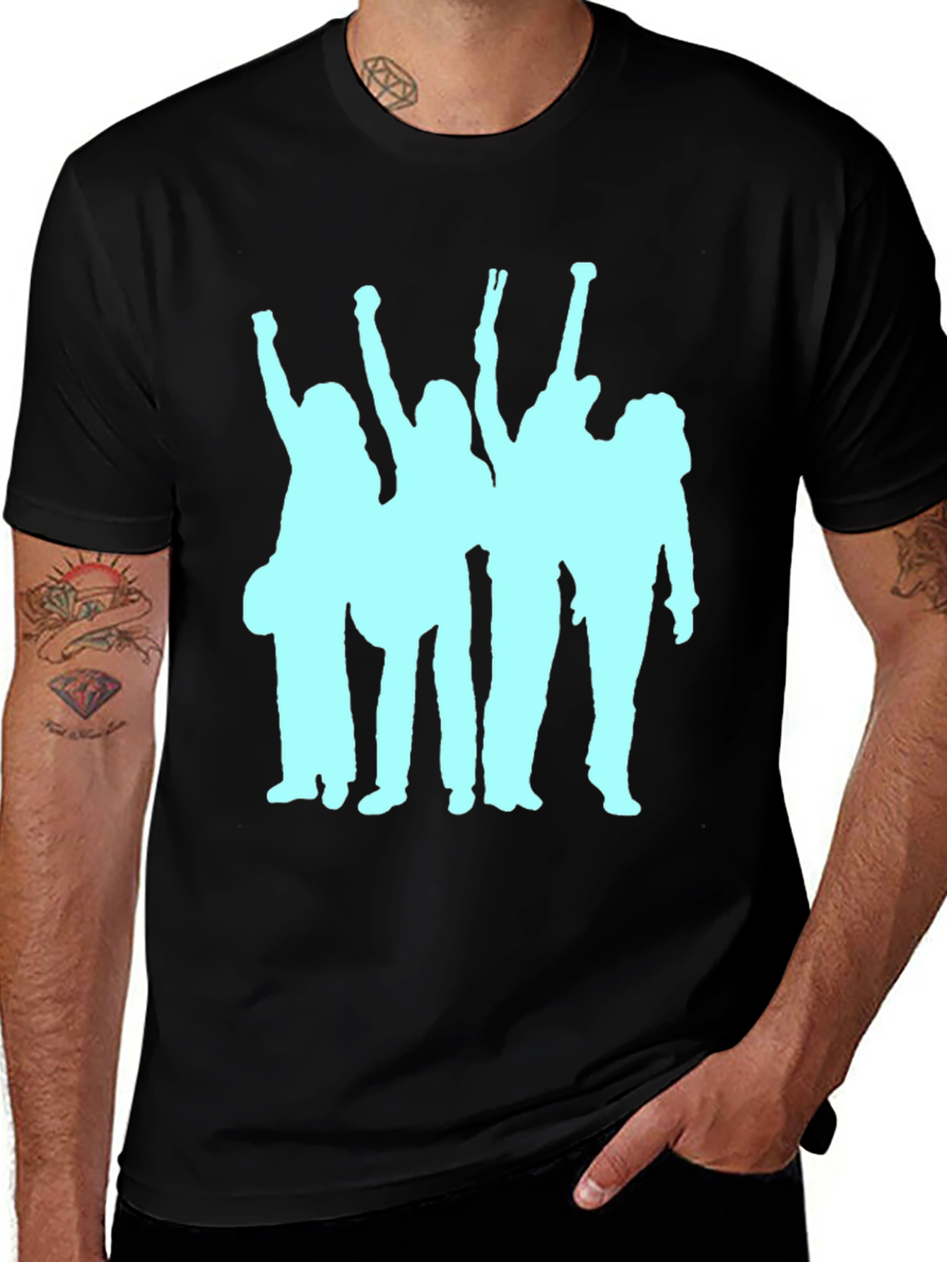 Black T-Shirt with Band Silhouette Graphic