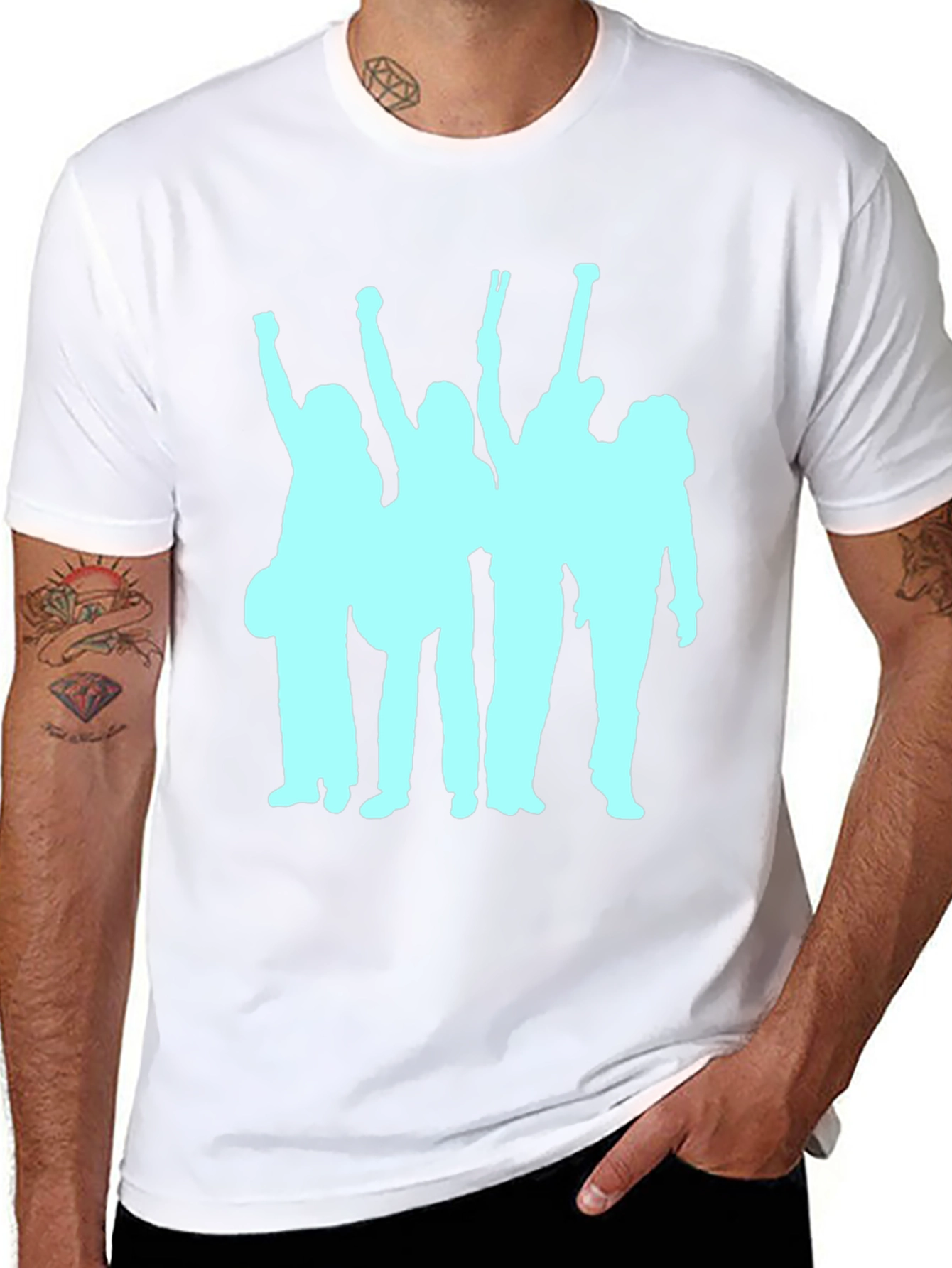 Black T-Shirt with Band Silhouette Graphic