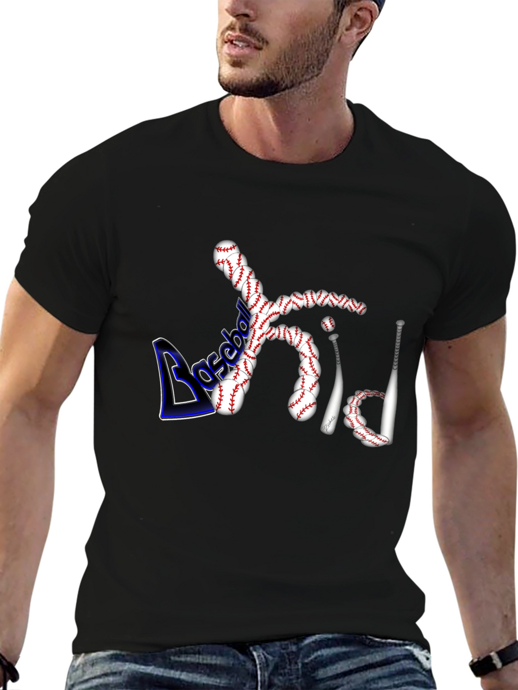 Baseball Dad Graphic Tee - Black Cotton Shirt
