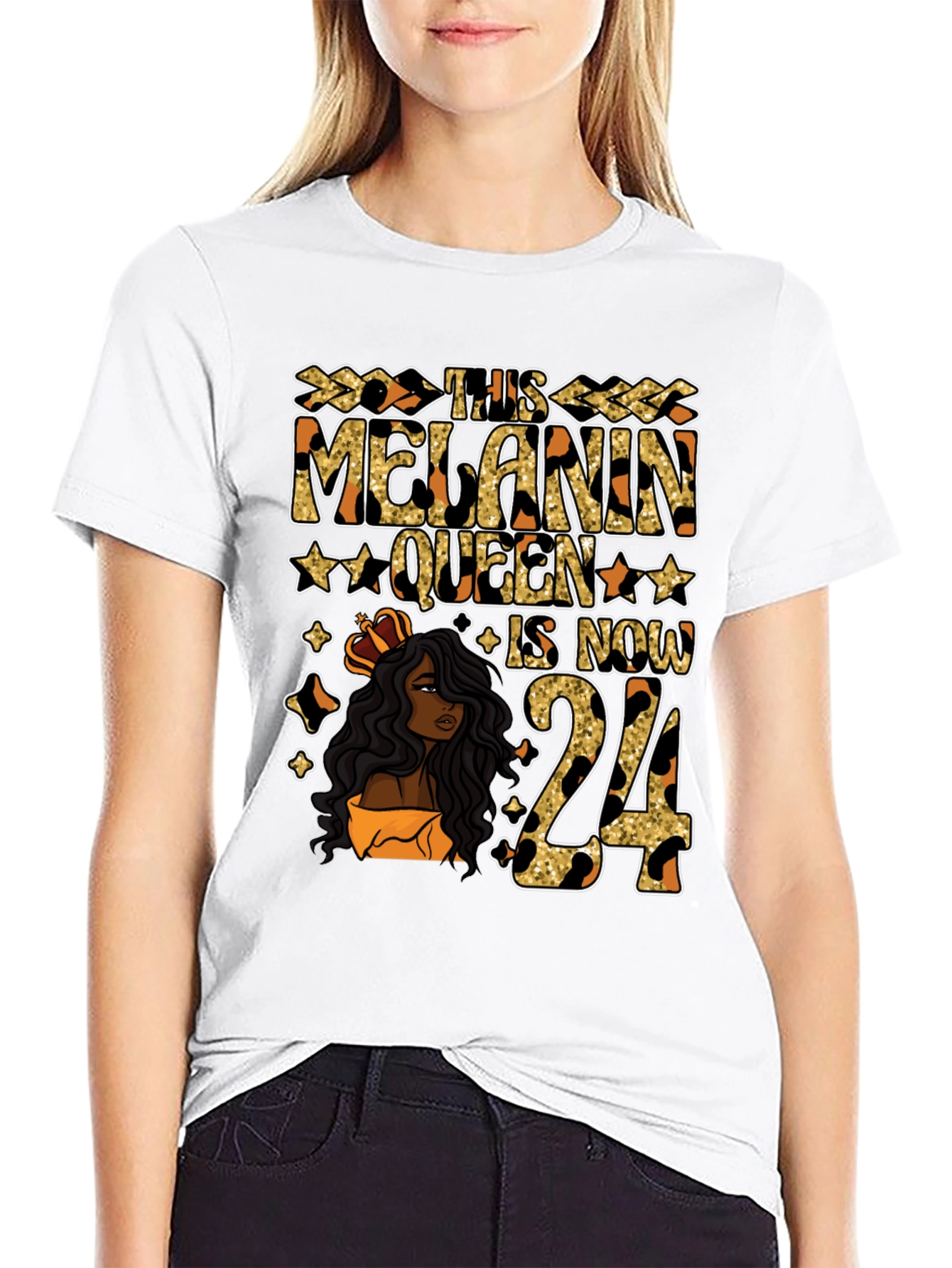 Melanin Queen 24th Birthday T-Shirt