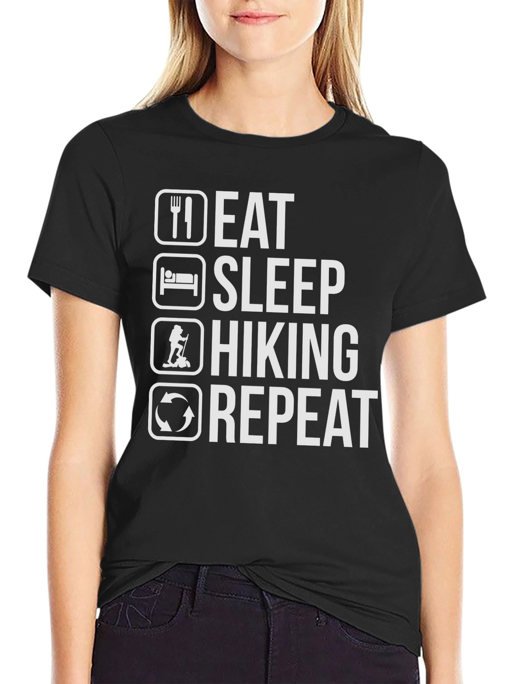 Eat Sleep Hiking Repeat T-Shirt - Black