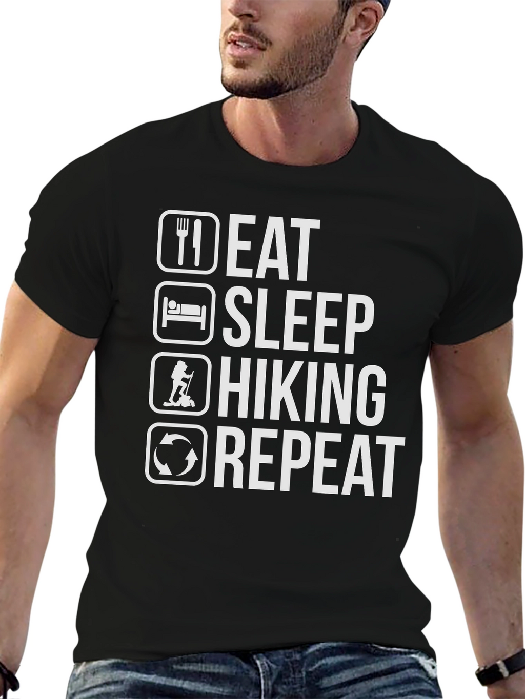 Eat Sleep Hiking Repeat T-Shirt - Black