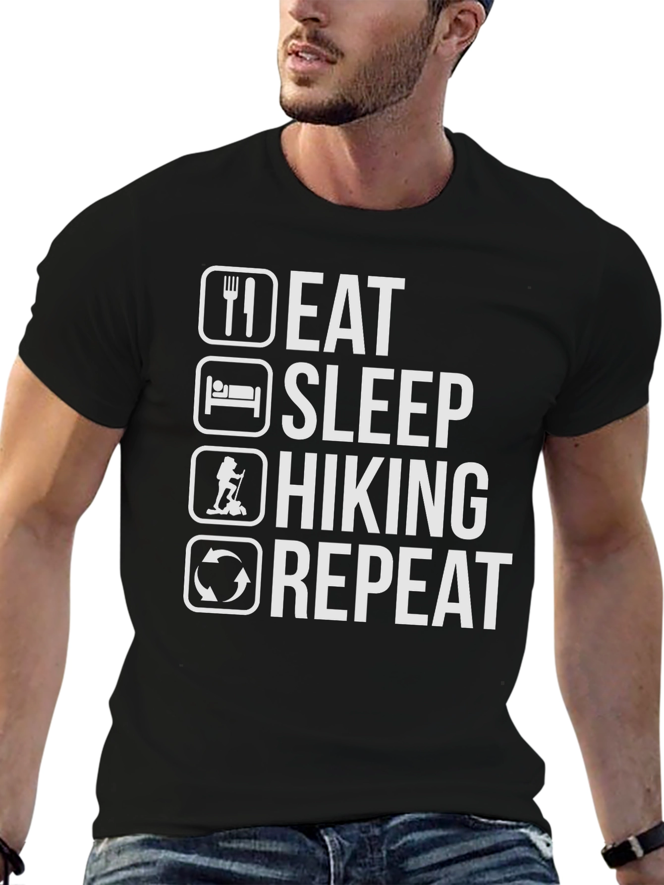 Eat Sleep Hiking Repeat T-Shirt - Black