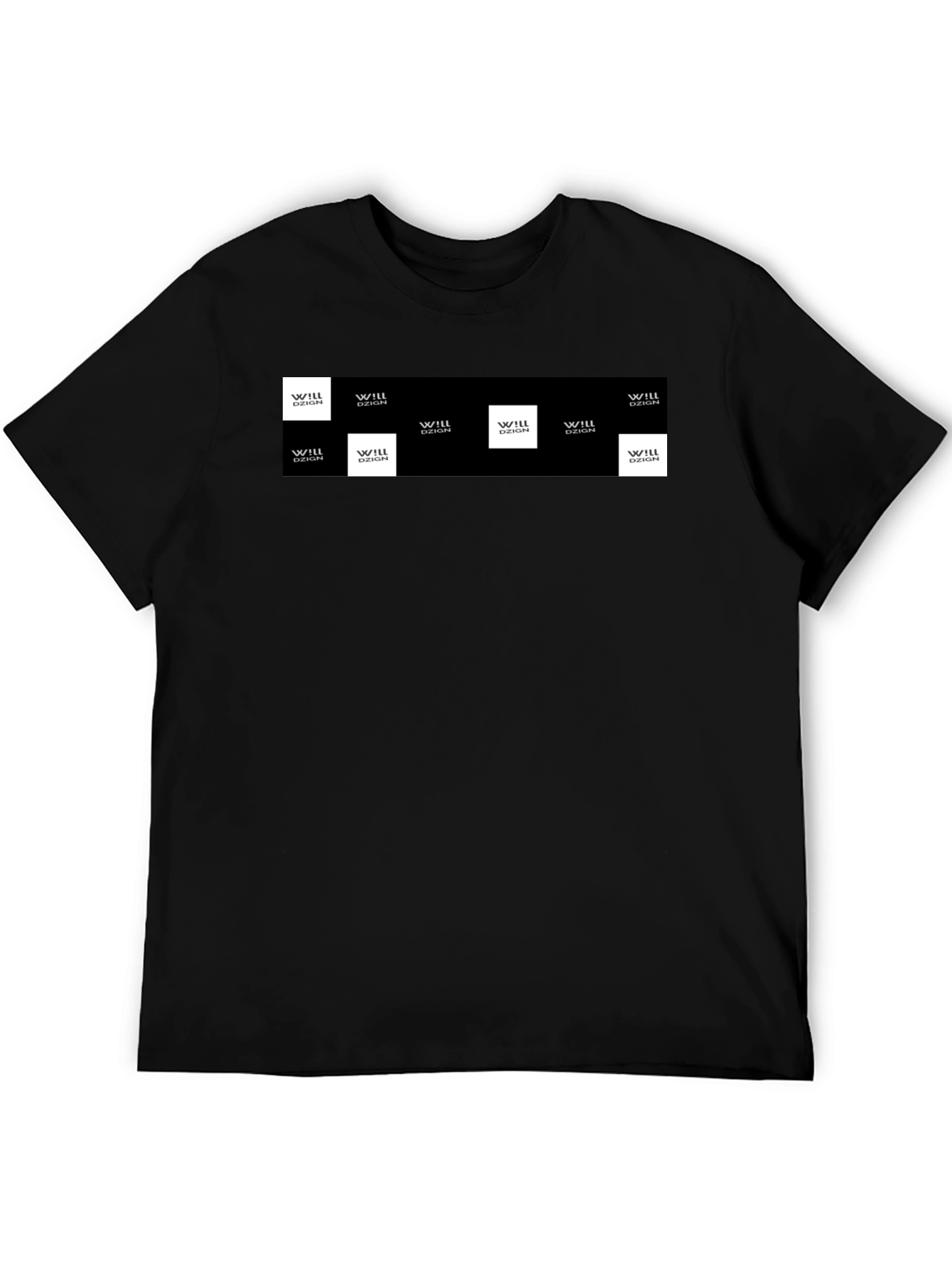 Mens Black Graphic Tee with Logo Squares