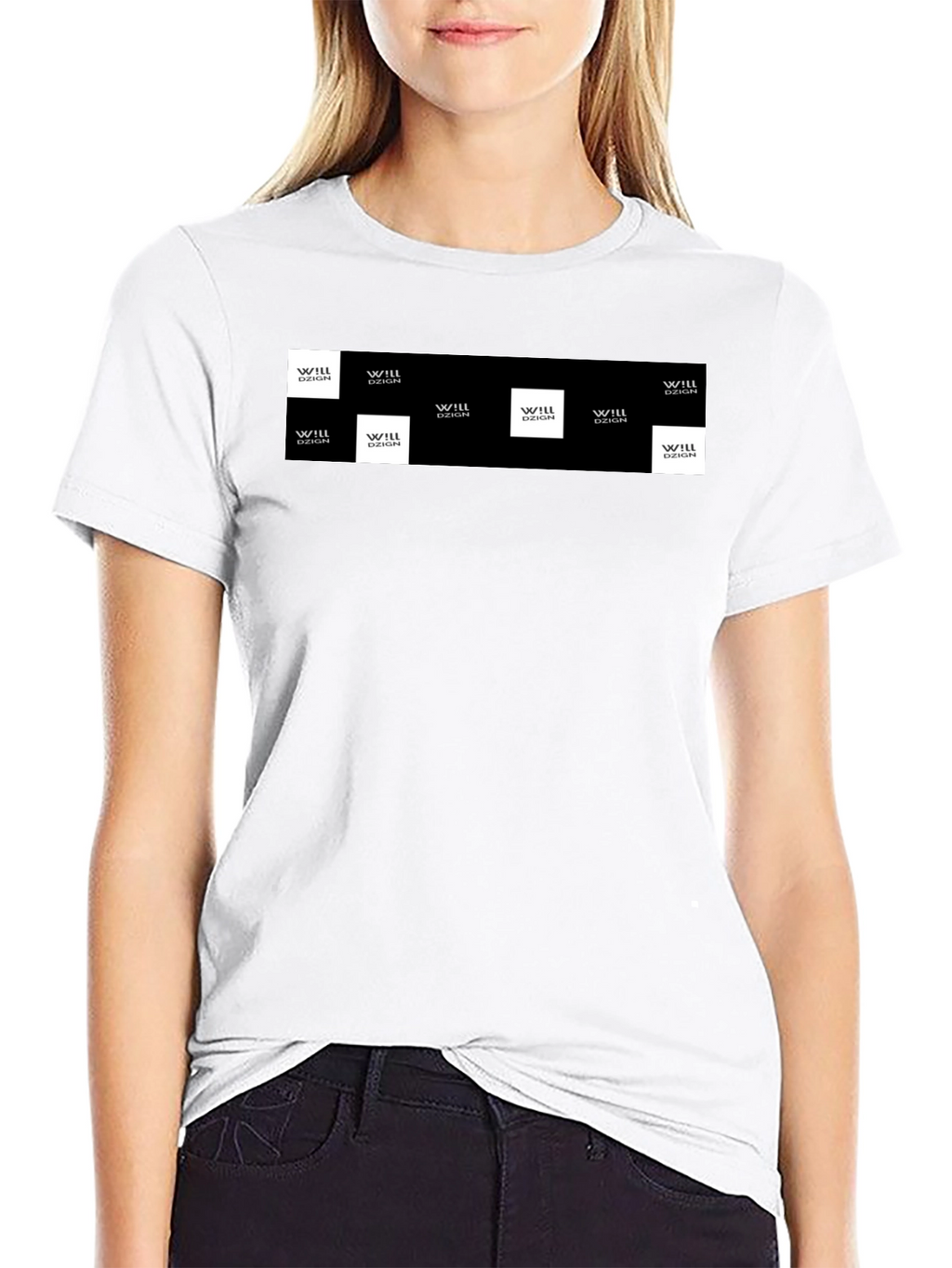 Mens Black Graphic Tee with Logo Squares