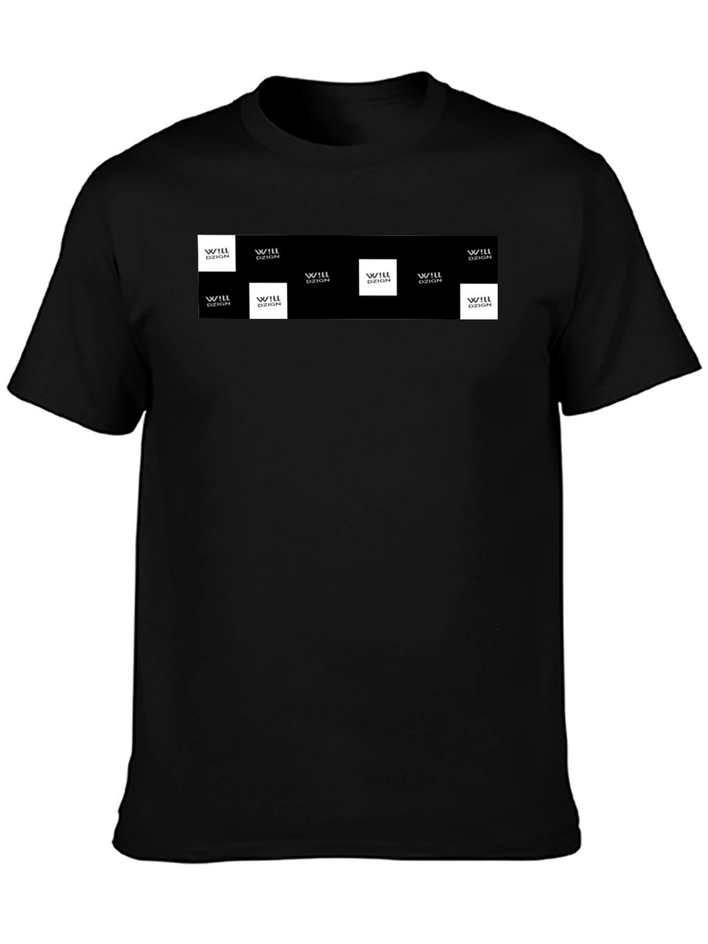 Mens Black Graphic Tee with Logo Squares