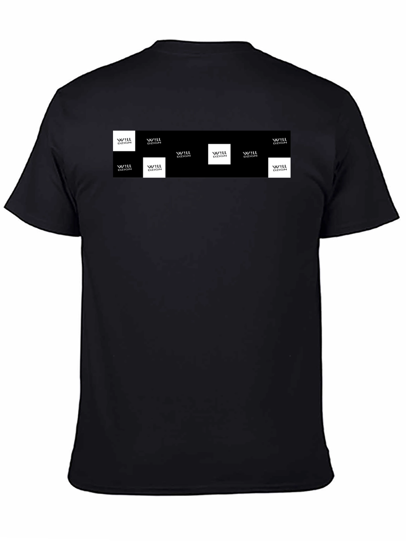 Mens Black Graphic Tee with Logo Squares