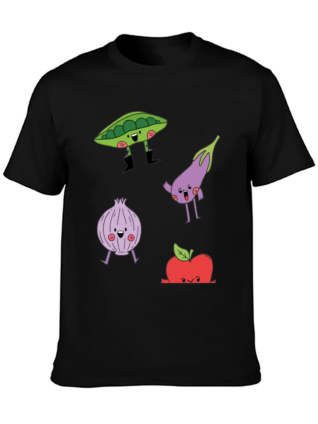 Cartoon Vegetables Graphic Print T-Shirt