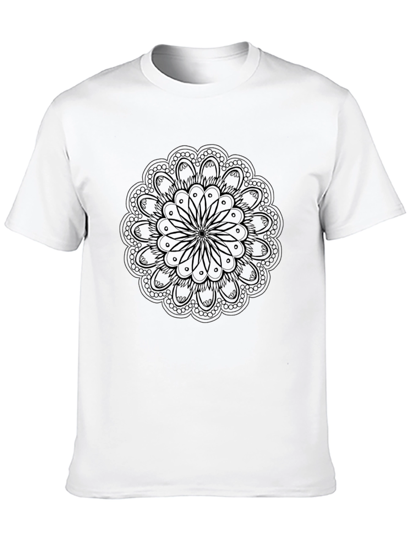 Black Mandala Graphic Tee - Mens Casual T-Shirt