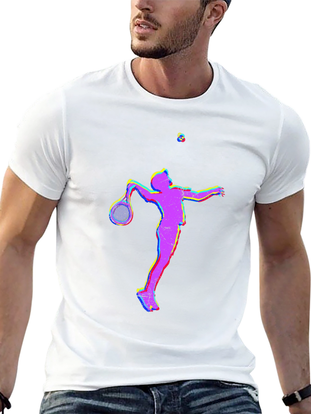 Tennis Player Graphic T-Shirt - Black