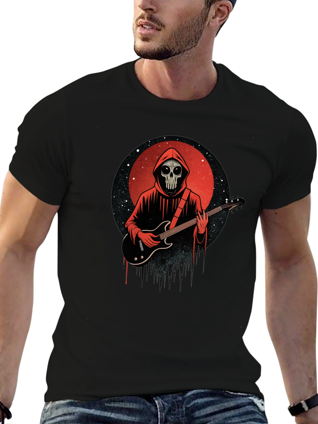 Grim Reaper Guitarist Graphic Tee - Rock Fan Shirt