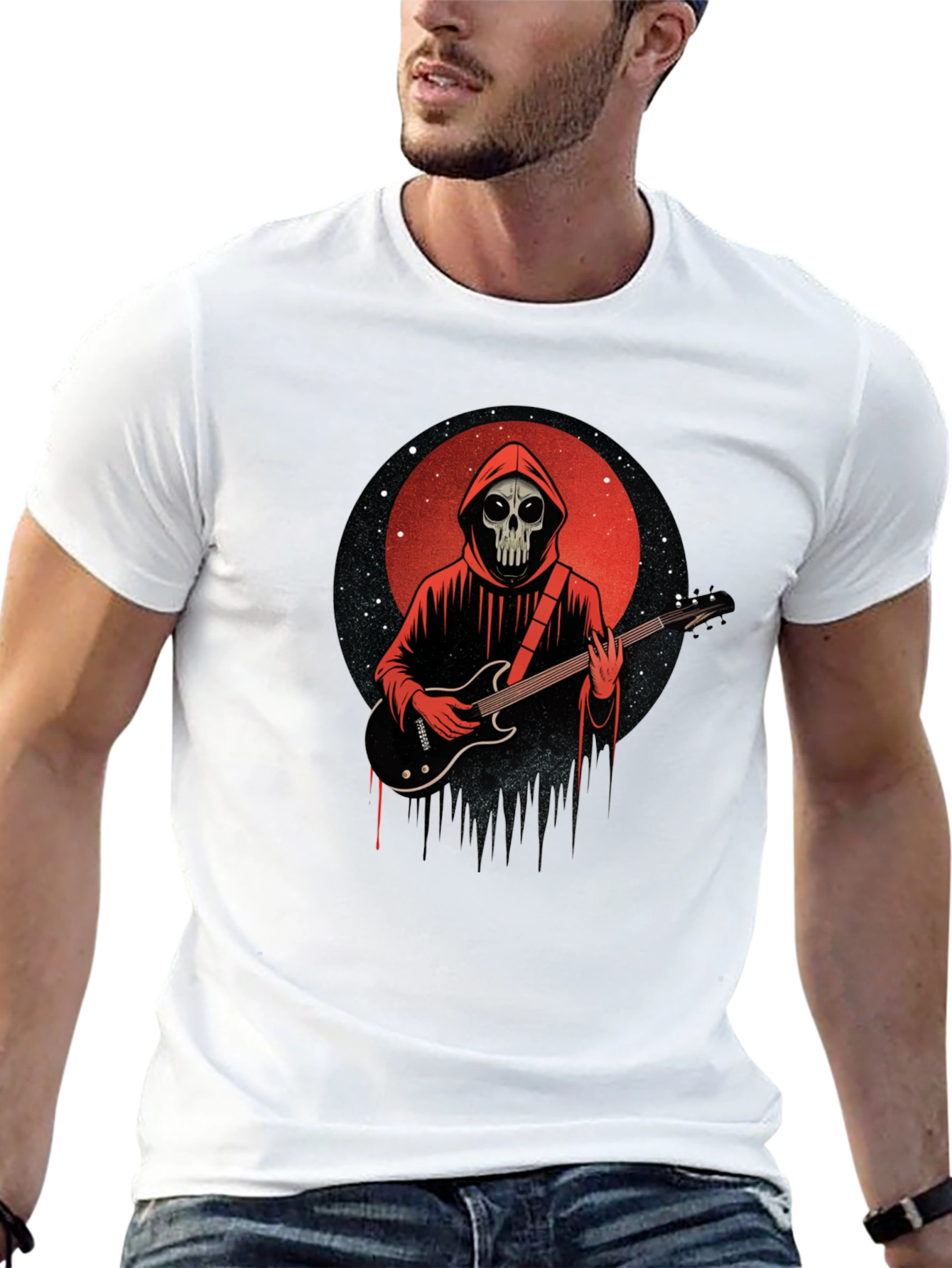 Grim Reaper Guitarist Graphic Tee - Rock Fan Shirt