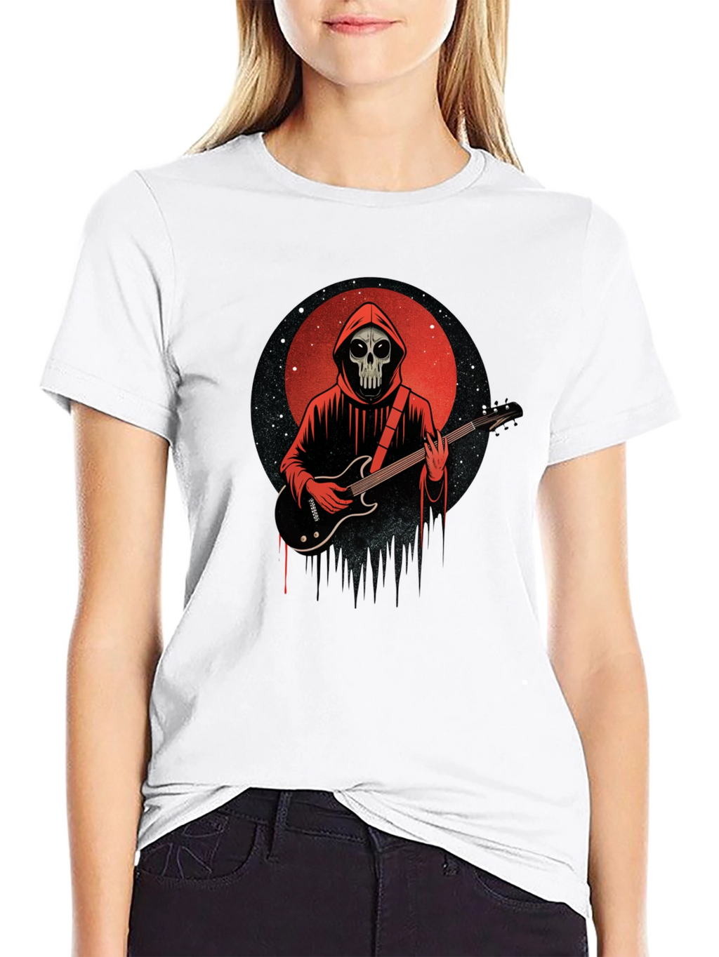 Grim Reaper Guitarist Graphic Tee - Rock Fan Shirt