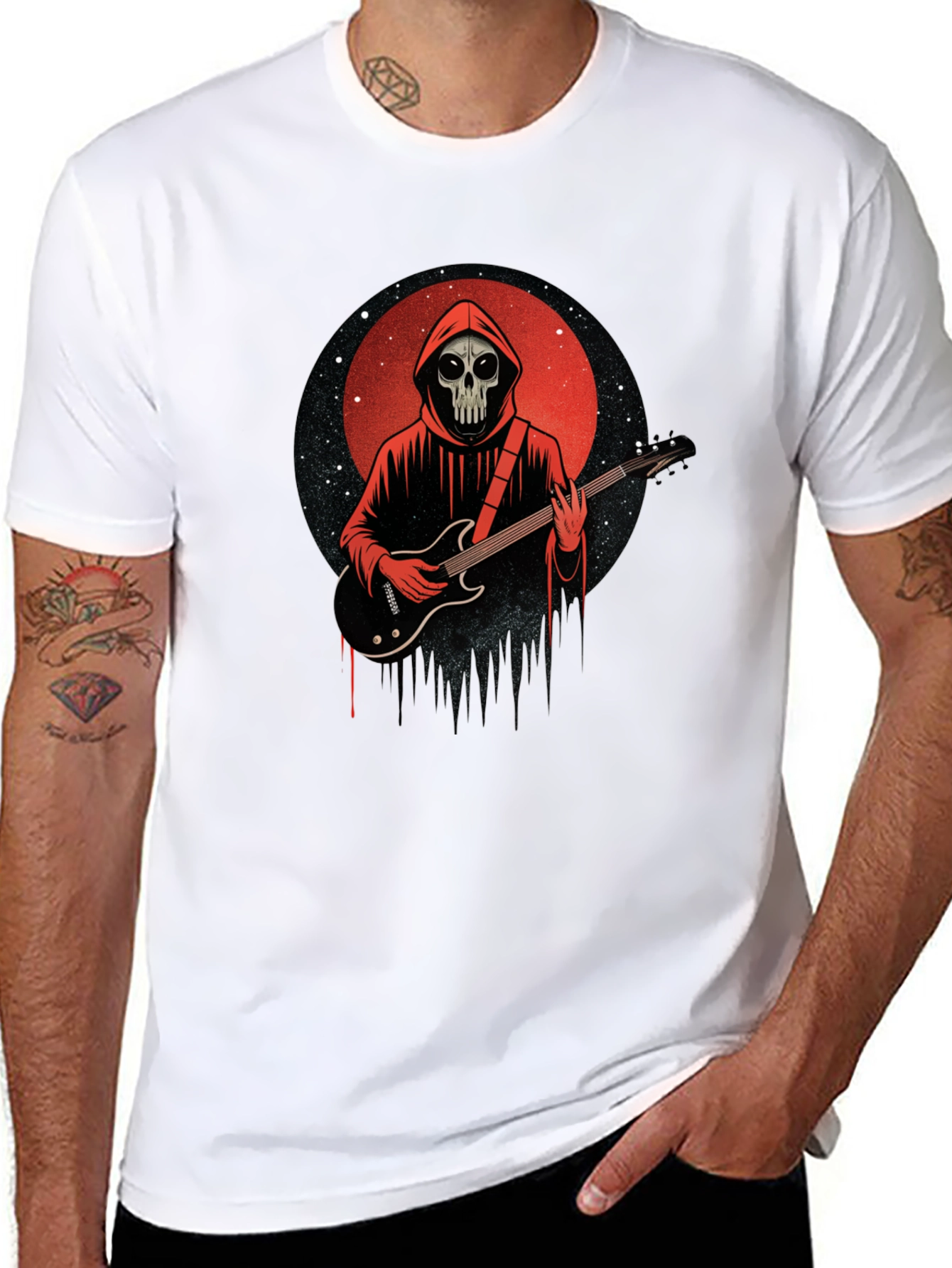 Grim Reaper Guitarist Graphic Tee - Rock Fan Shirt
